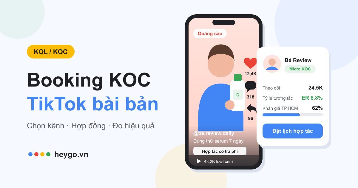 Minh họa điện thoại phát video review sản phẩm có nhãn Hợp tác có trả phí, bên cạnh thẻ hồ sơ Micro KOC với lượt theo dõi và tỷ lệ tương tác